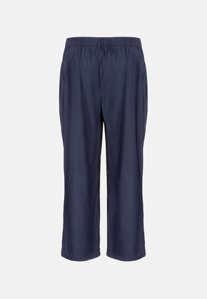 Hose verkürztes Bein in feinem Baumwollstretch | Navy