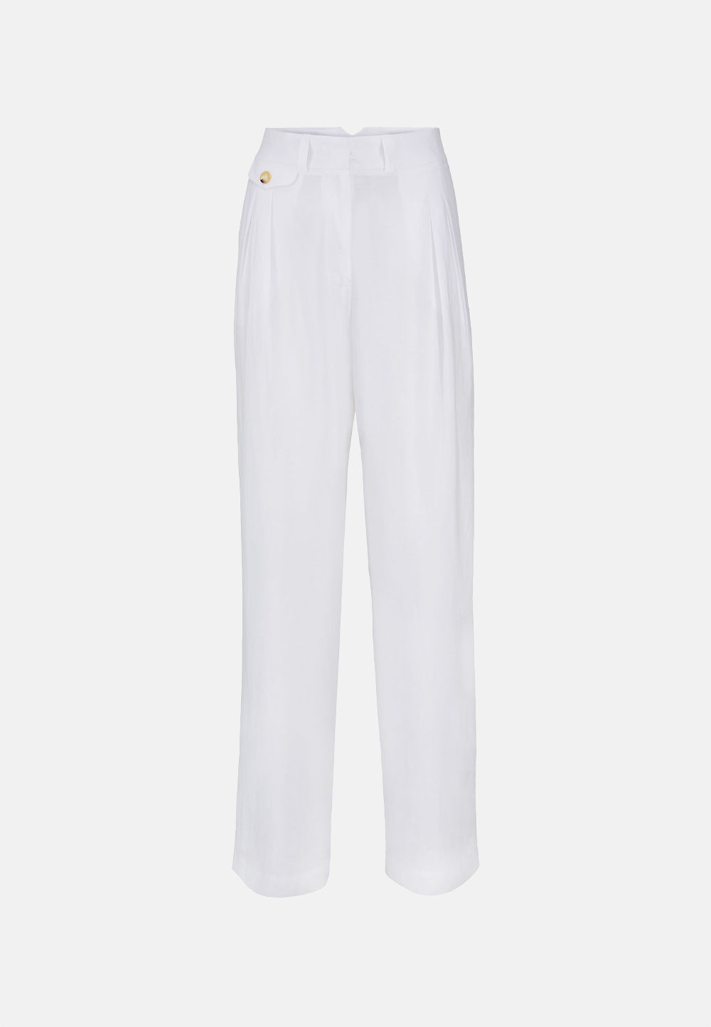 Hose weites Bein in Viscose-Leinen Mix | White