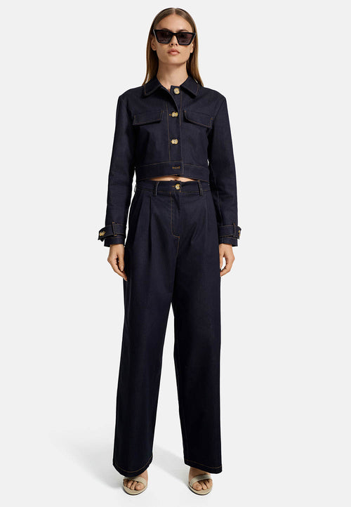 Jeans Wideleg in leichter Baumwolle | Navy