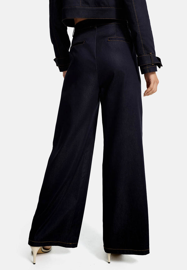 Jeans Wideleg in leichter Baumwolle | Navy