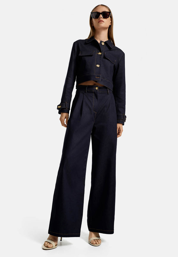 Jeans Wideleg in leichter Baumwolle | Navy