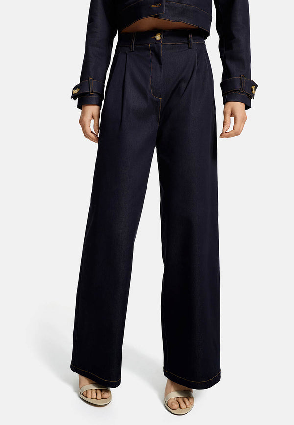 Jeans Wideleg in leichter Baumwolle | Navy