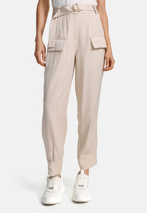Cargo style trousers in viscose twill, Oeko-Tex certified | Cream 