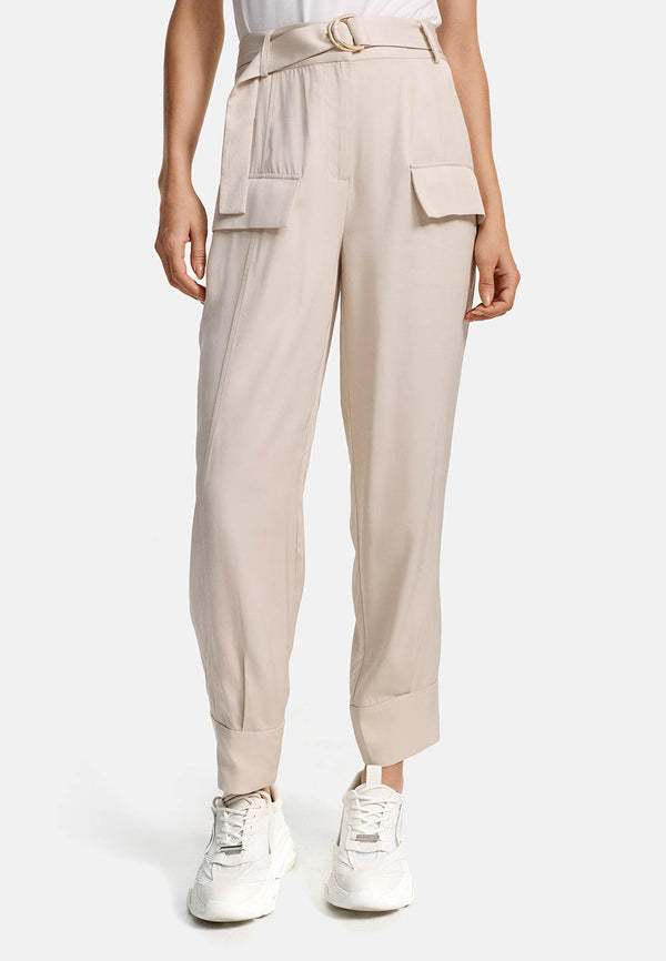 Cargo style trousers in viscose twill, Oeko-Tex certified | Cream 