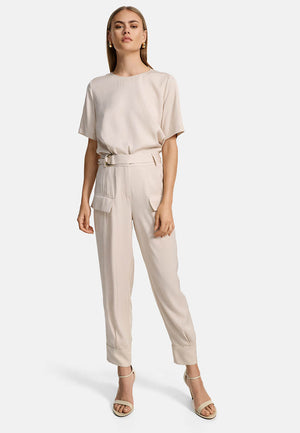 Cargo style trousers in viscose twill, Oeko-Tex certified | Cream 