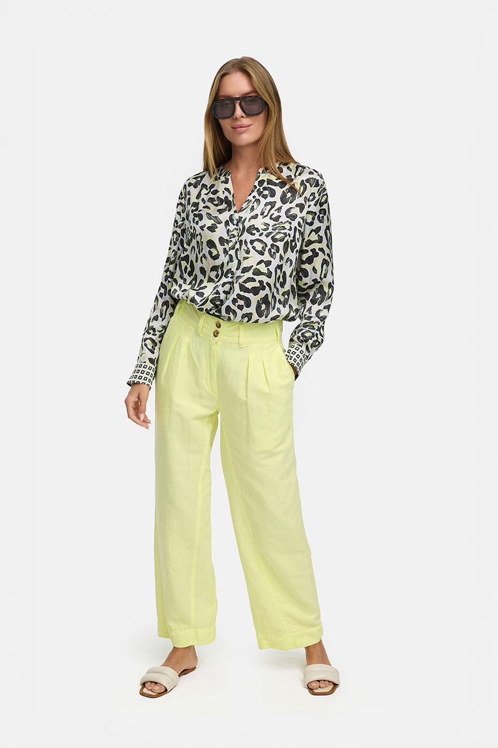 Hose in Cotton-Linen-Garmet Dye | light yellow