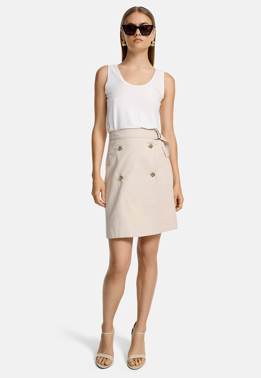 Rock im Utility Style in Baumwoll- Leinen Mix | Creme