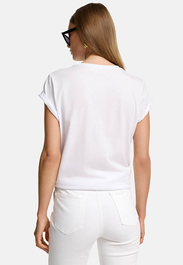 Crewneck Shirt in Baumwolle mit Placement Print | Azalee Flowers