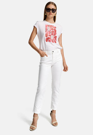 Crewneck Shirt in Baumwolle mit Placement Print | Azalee Flowers