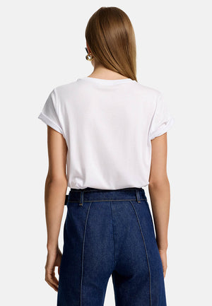 Crewneck shirt in cotton with placement print | Cest La Vie 