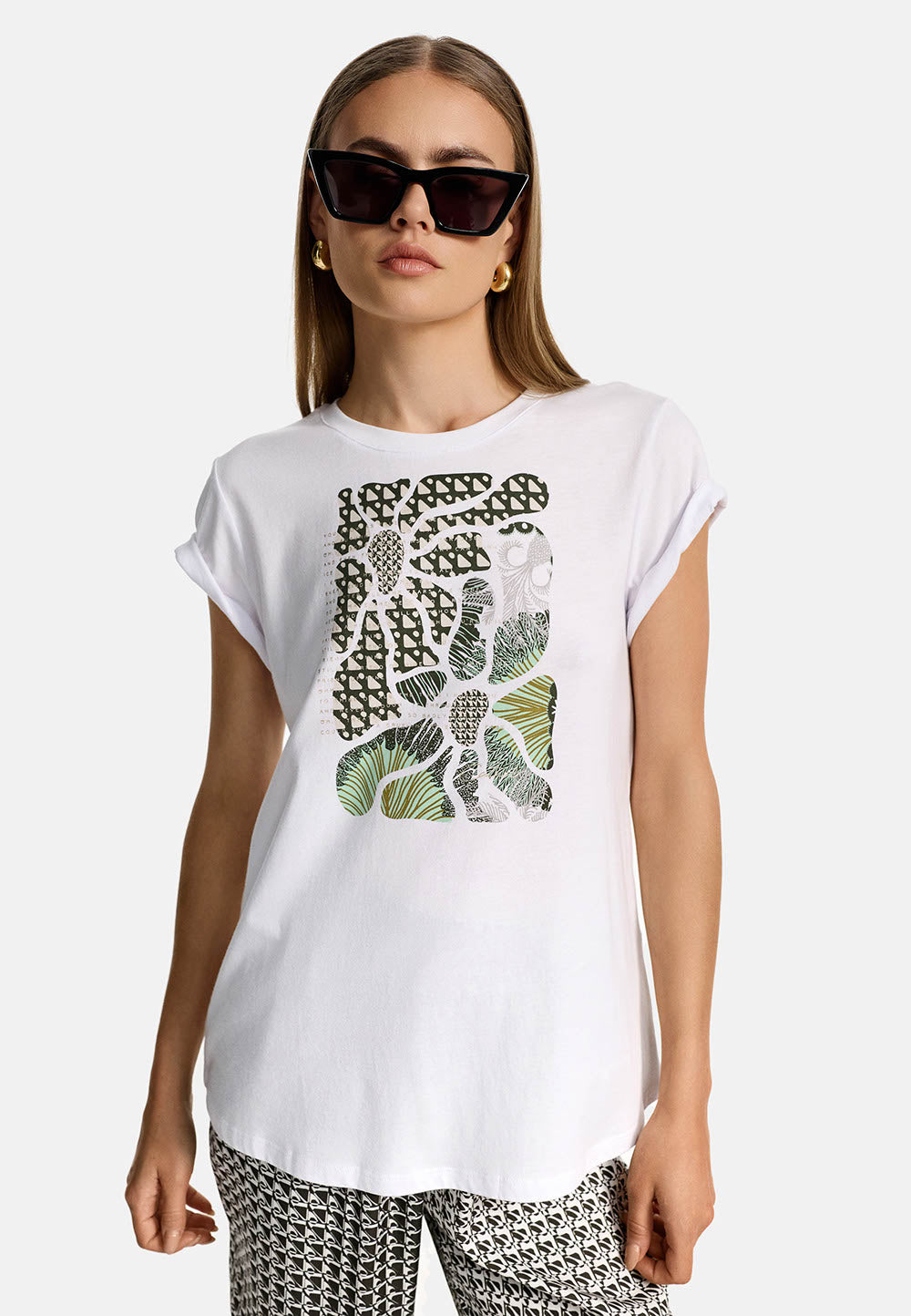 Crewneck Shirt in Baumwolle mit Placement Print | Graphic Flowers