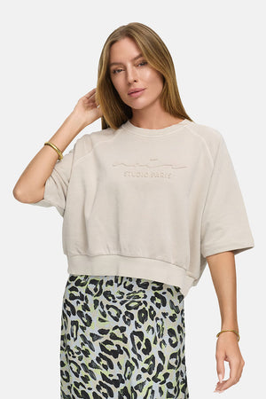 Garment-dyed sweatshirt | Beige