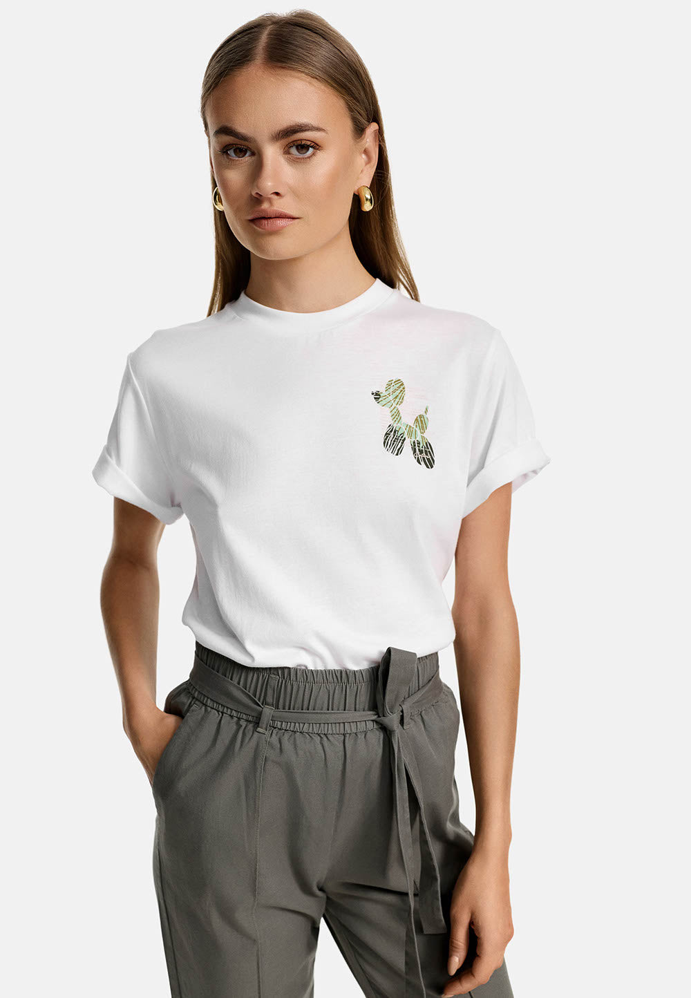 Crewneck Shirt in Baumwolle mit Placement Print | Dog