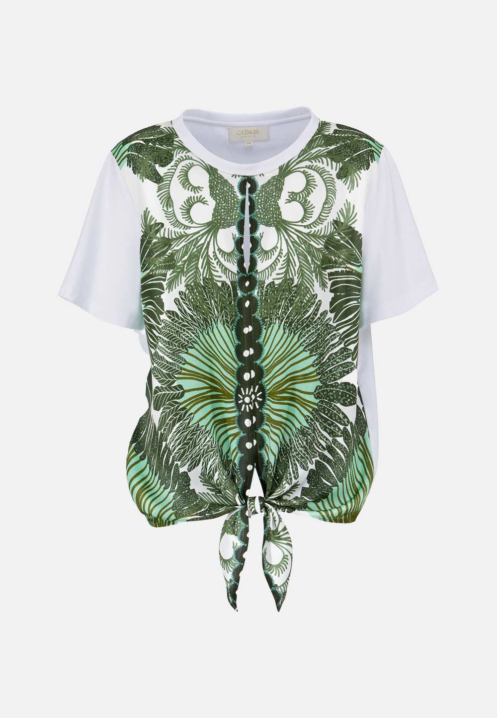 Blouse shirt with tie detail in Ecovero Satin | palm 
