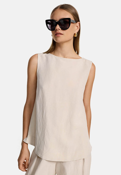 Top in Viscose-Leinen Mix | Creme