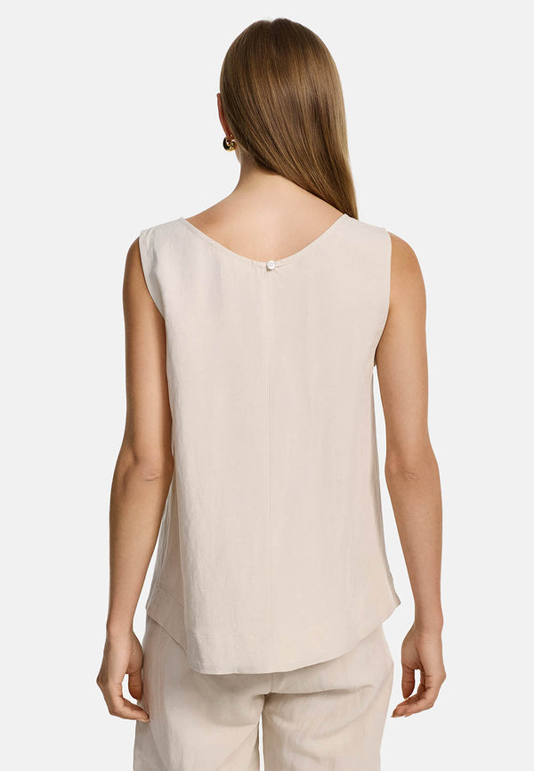 Top in Viscose-Leinen Mix | Creme