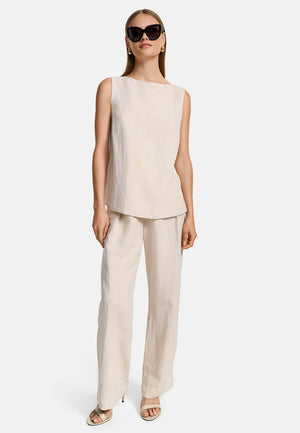 Top in Viscose-Leinen Mix | Creme