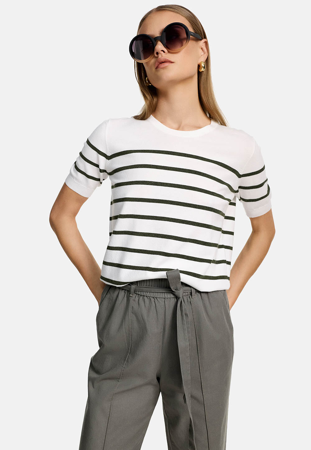 Strickshirt 1/ Arm in Ecovero-Poly Mix | Olive