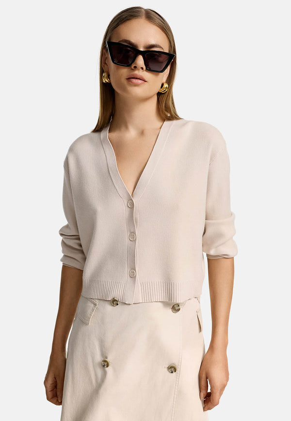 Cardigan in ecovero-poly blend | Creme