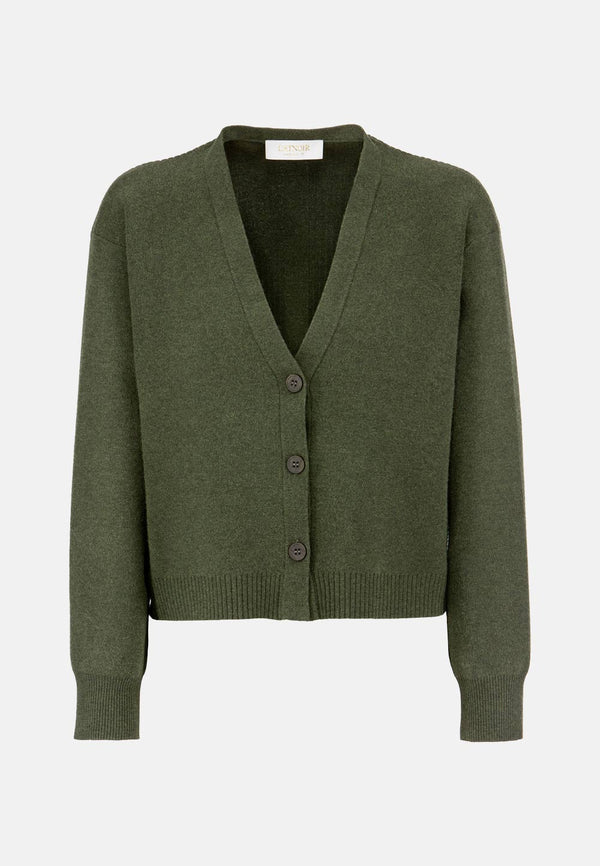 Strickcardigan in Ecovero-Poly Mix | Olive