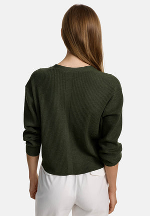 Strickcardigan in Ecovero-Poly Mix | Olive