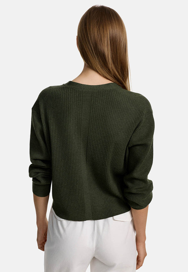 Strickcardigan in Ecovero-Poly Mix | Olive