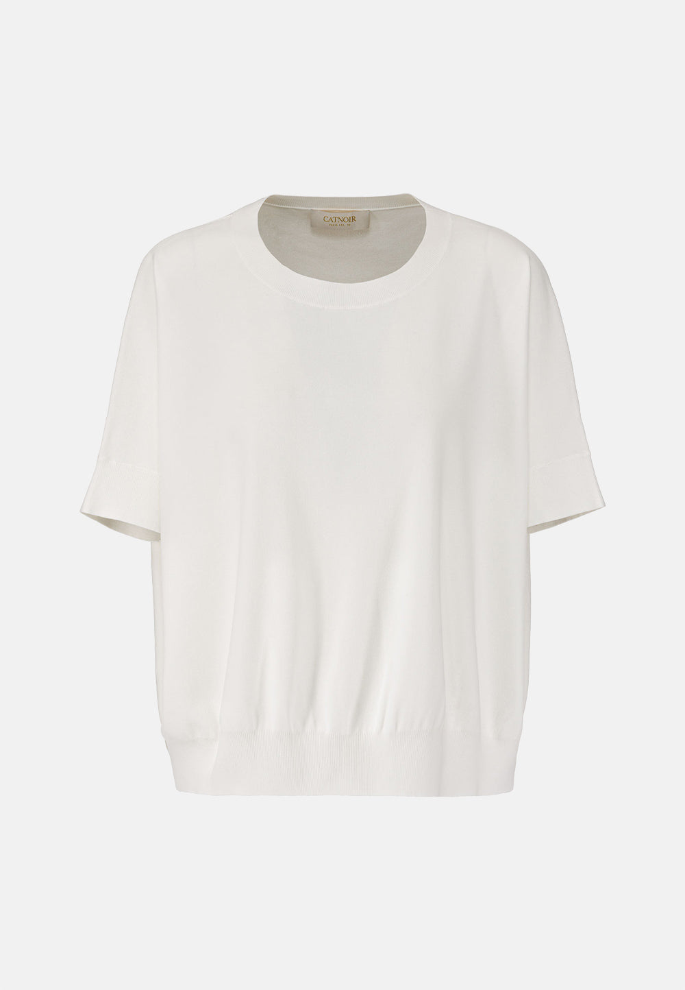 Dropshoulder knit shirt in technical viscose extra fine | White