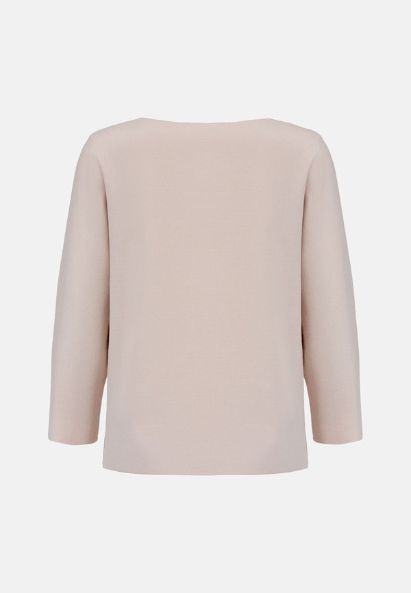 Strickshirt Langarm in technischer Viscose Extra Fein | Creme