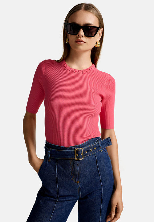 Strickshirt 1/2 Arm in technischer Viscose Extra Fein | Azalee