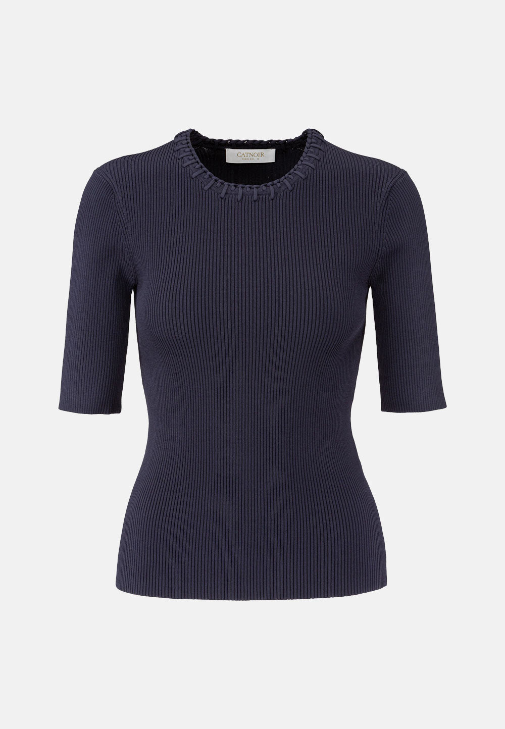 Strickshirt 1/2 Arm in technischer Viscose Extra Fein | Navy
