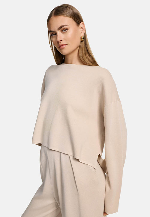 Strickpullover Langarm in Viscose Baumwoll Mix | Creme