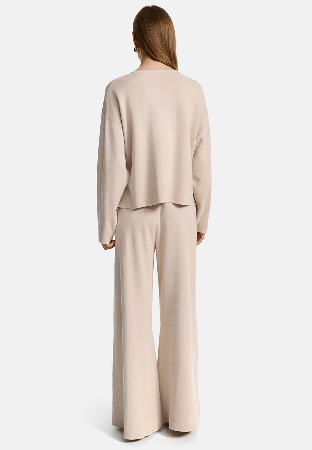 Strickpullover Langarm in Viscose Baumwoll Mix | Creme
