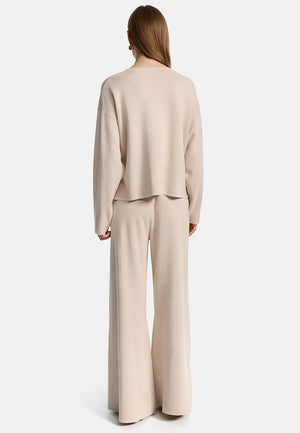 Strickpullover Langarm in Viscose Baumwoll Mix | Creme