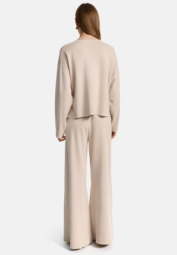 Strickpullover Langarm in Viscose Baumwoll Mix | Creme