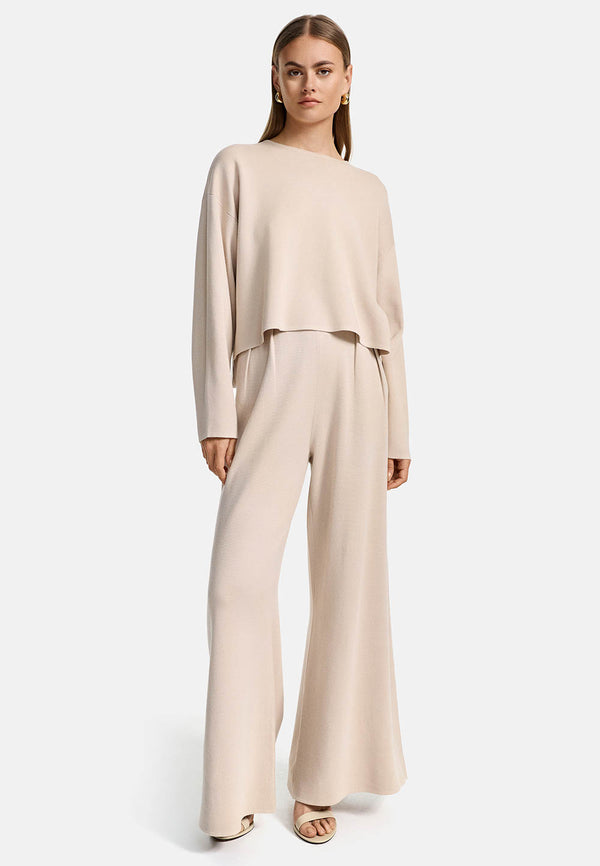Strickpullover Langarm in Viscose Baumwoll Mix | Creme