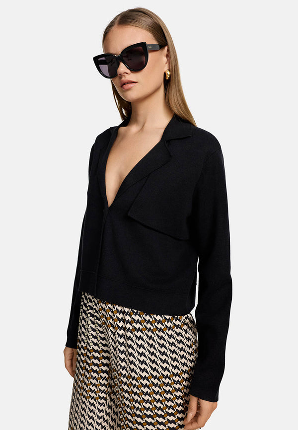 Strickjacke in Viscose Baumwoll Mix | Black