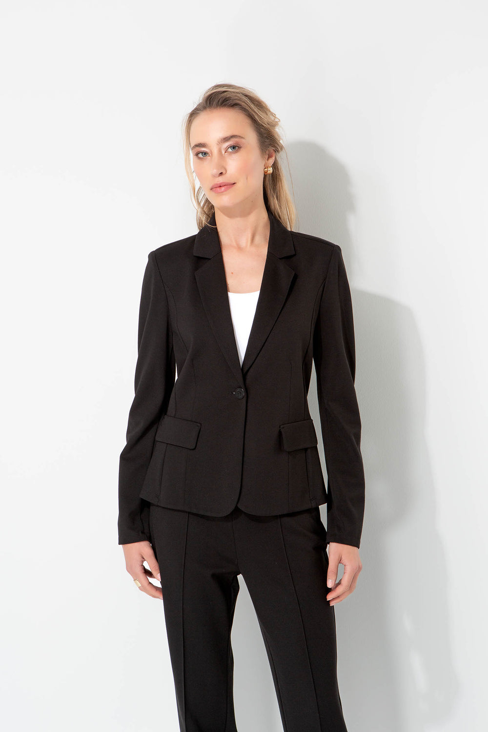 Blazer 1-Knopf in Heavy Jersey Topseller | Black
