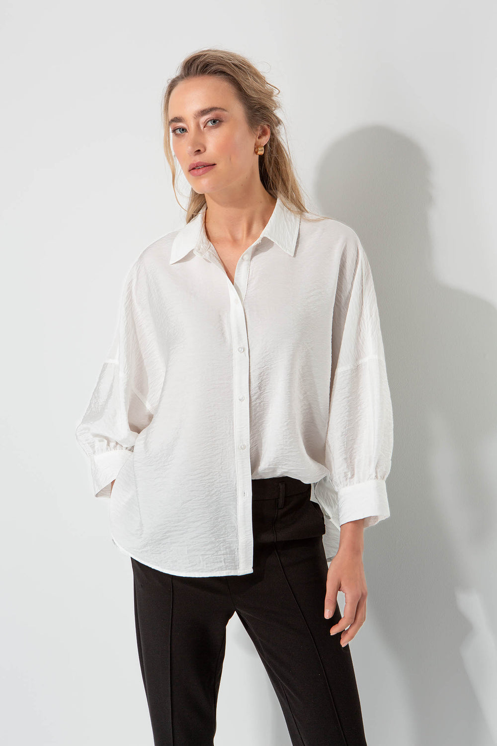 Bluse in Viscose-Crepe | Offwhite