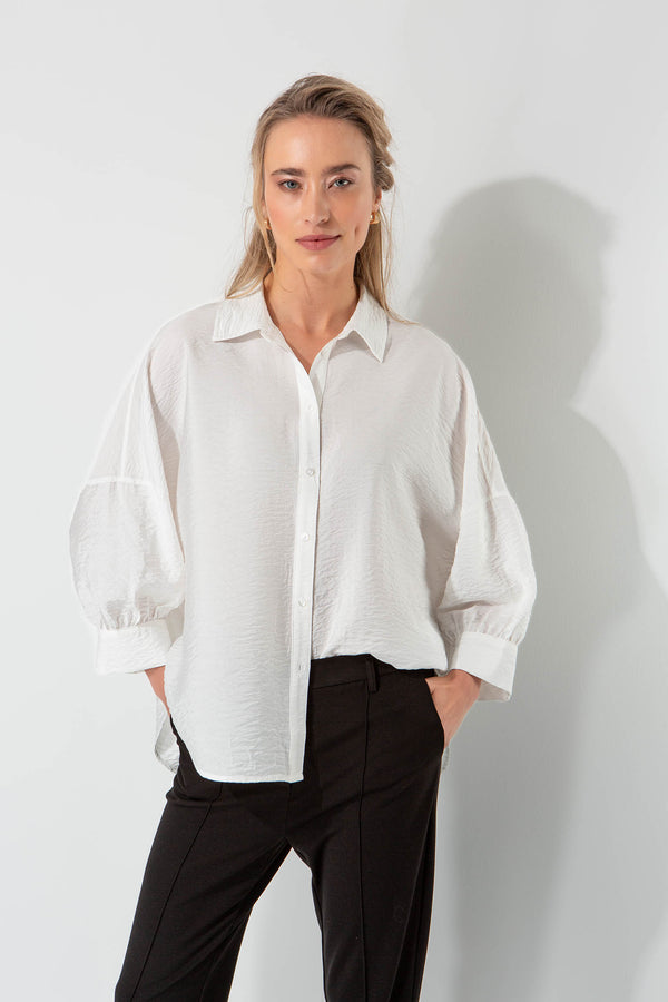 Bluse in Viscose-Crepe | Offwhite