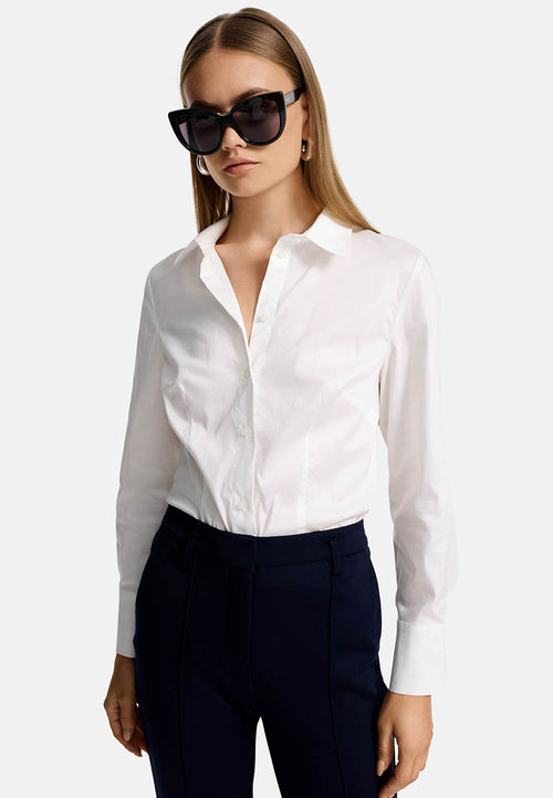 Body Fit Long Sleeve Blouse | White