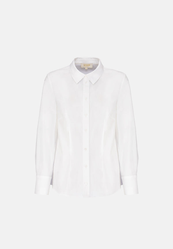 Body Fit Long Sleeve Blouse | White
