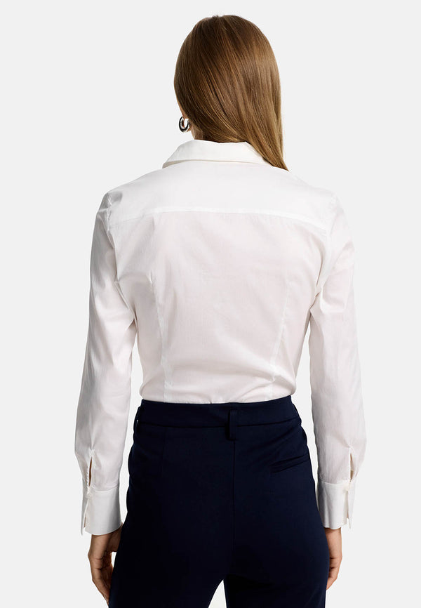Body Fit Long Sleeve Blouse | White