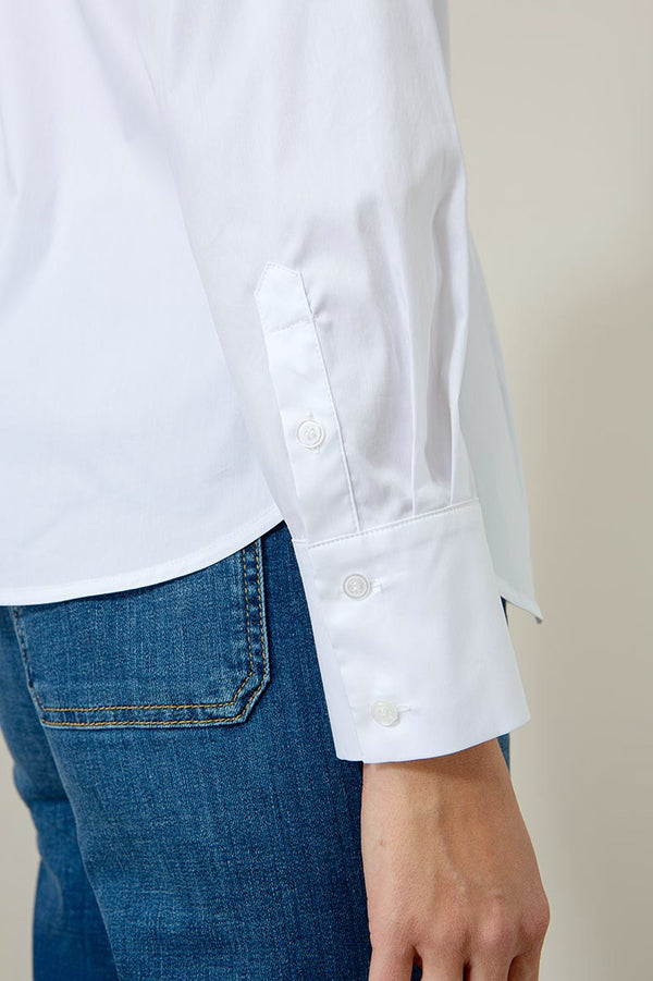 Bluse Body Fit Langarm | White