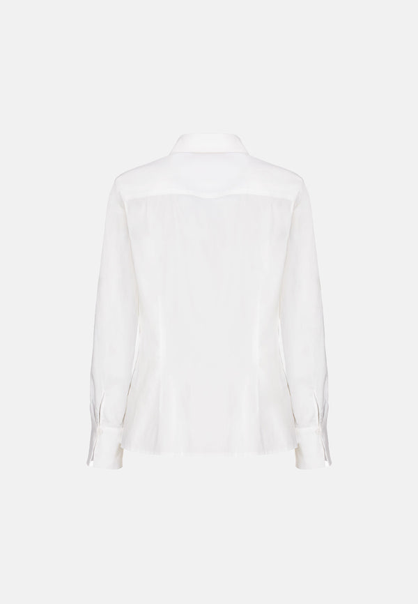 Body Fit Long Sleeve Blouse | White