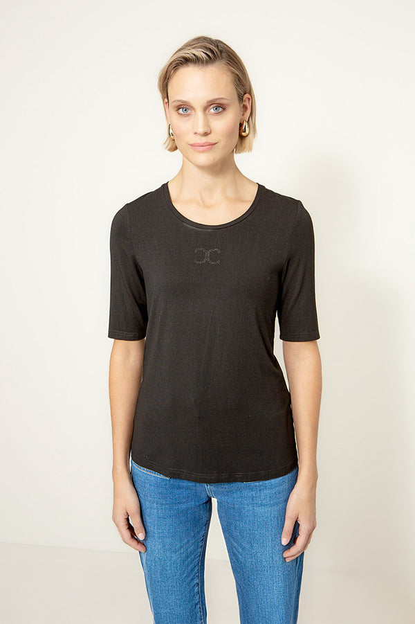 Short-sleeve shirt with logo | Black