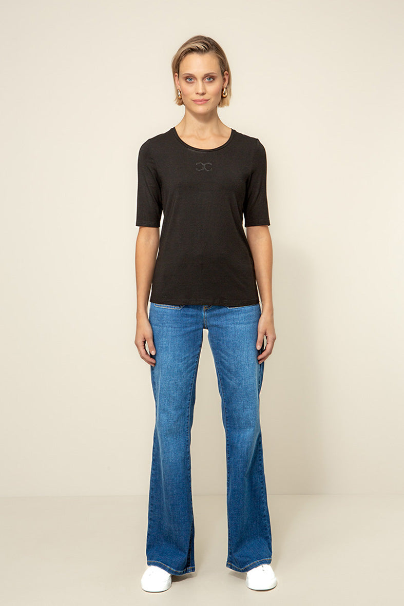 Short-sleeve shirt with logo | Black