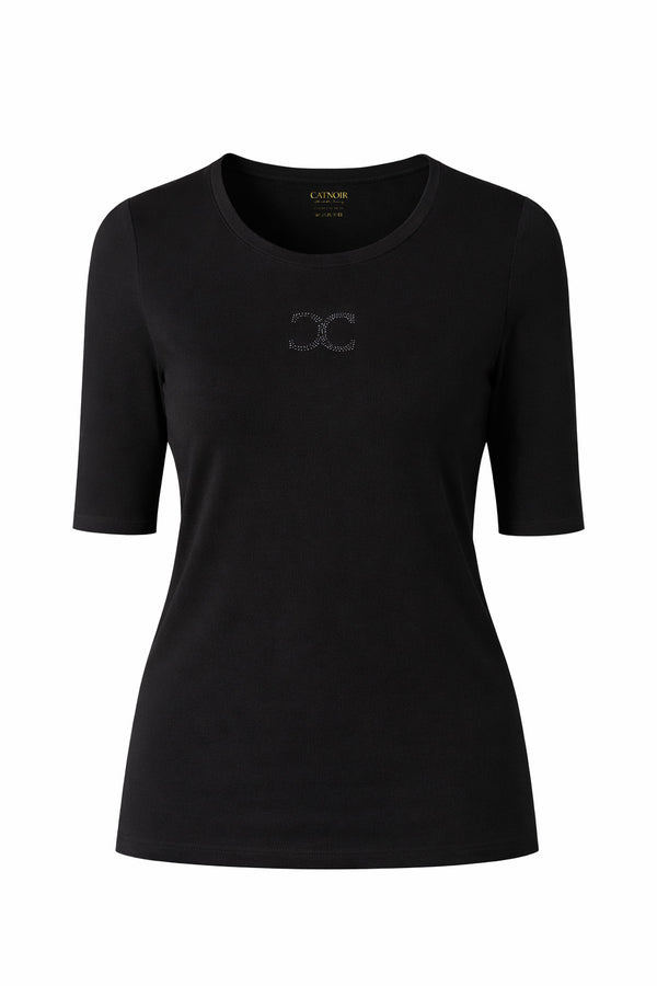 Short-sleeve shirt with logo | Black