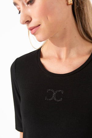 Short-sleeve shirt with logo | Black