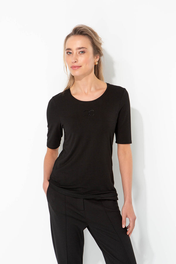 Short-sleeve shirt with logo | Black