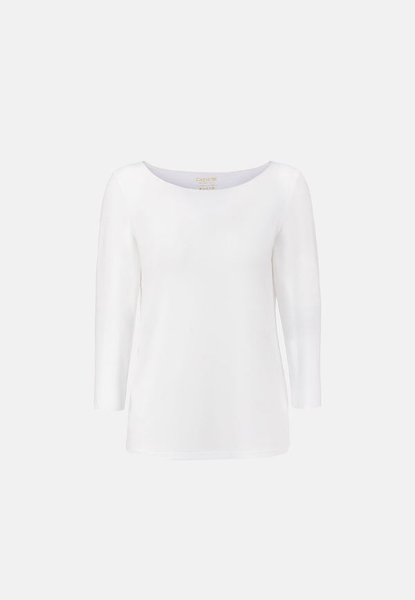 Shirt 3/4 Arm in Deluxe Viscose Jersey | White